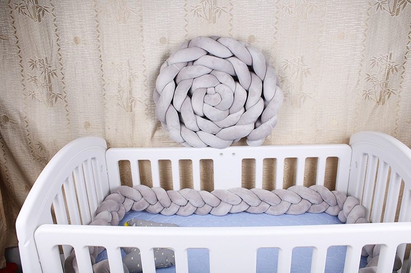 1M/2M/3M Length Nordic Knot Newborn Bumper Knot Long Knotted Braid Pillow Baby Bed Fence Woven Plush Crib Cushion Bed Fence